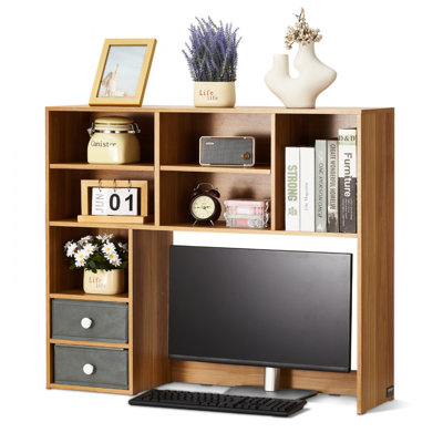 Rangement de bureau en bois à 3 niveaux pour bureau et maison