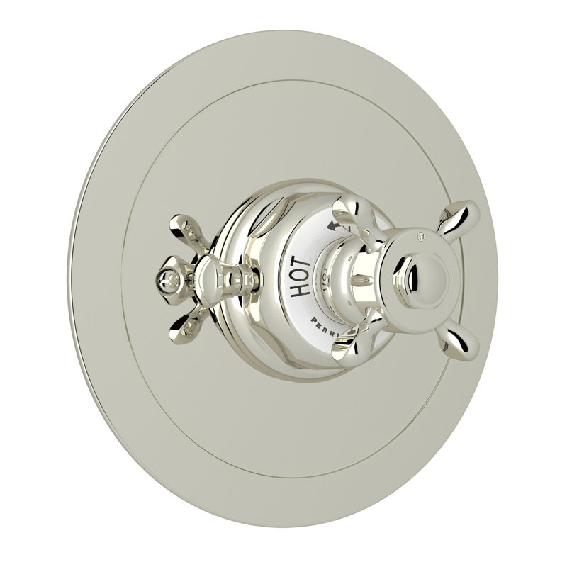 Garniture thermostatique ronde Edwardian 3/4 "sans contrôle de volume, Polished Nickel