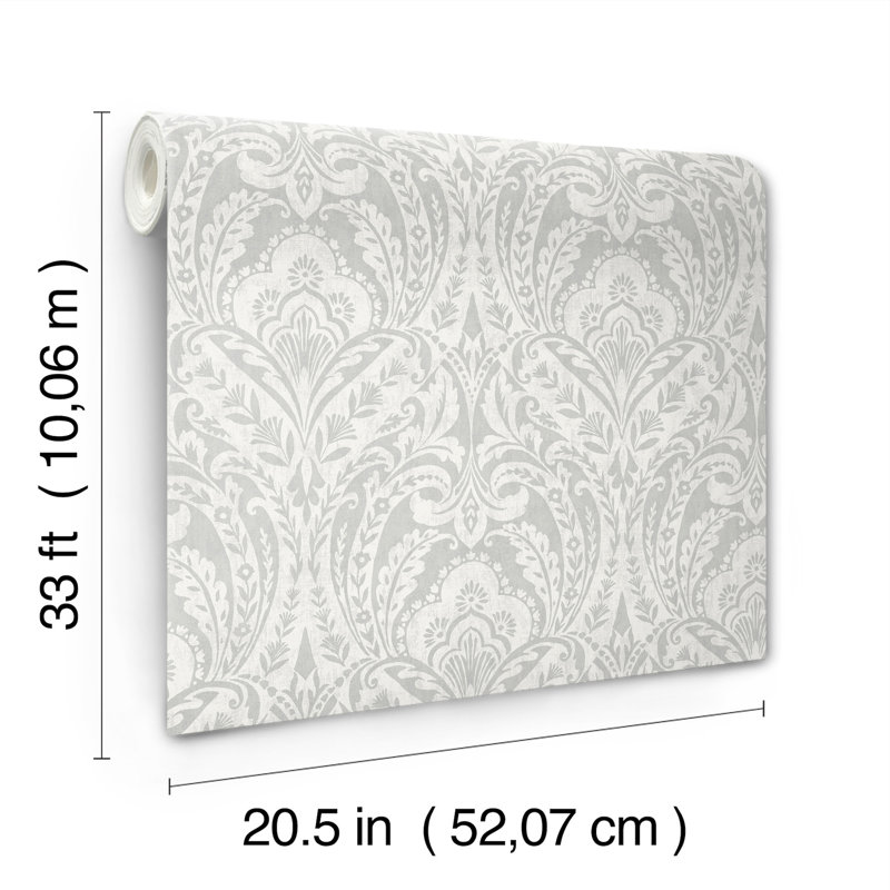 Berkshire Butter Damask Wallpaper, Gray