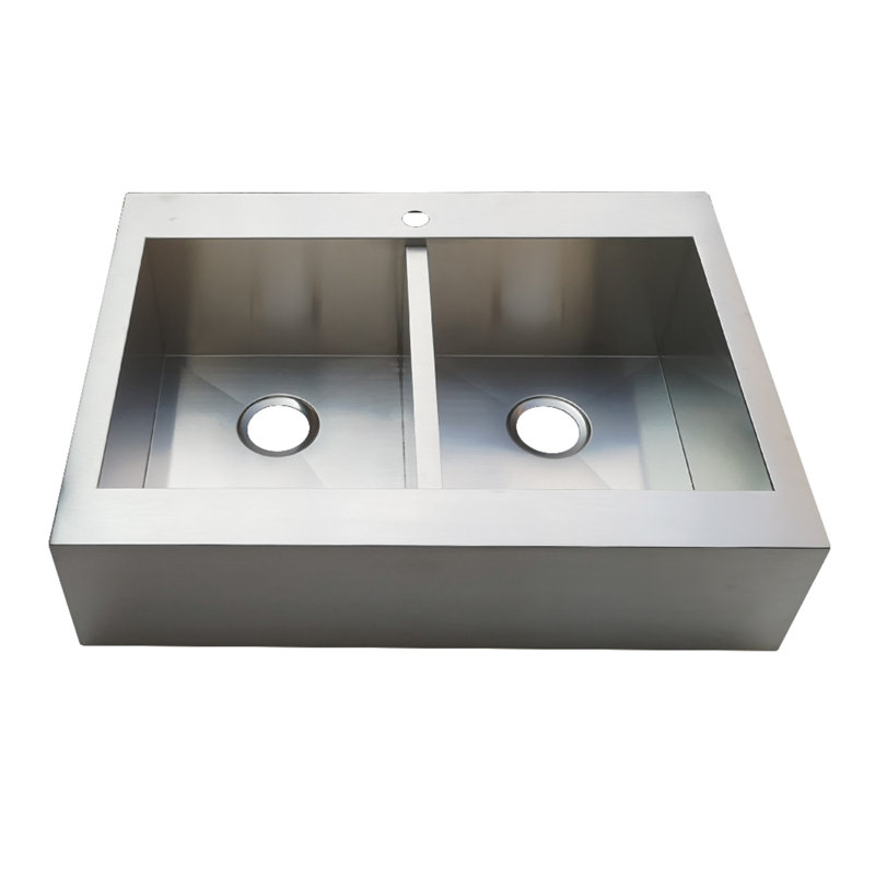 Évier de cuisine à double cuve en acier inoxydable 36 po Kingston, 1 trou