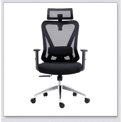 Fauteuil de bureau ergonomique en maille, avec appui-tête et soutien lombaire réglables pour un confort optimal, noir