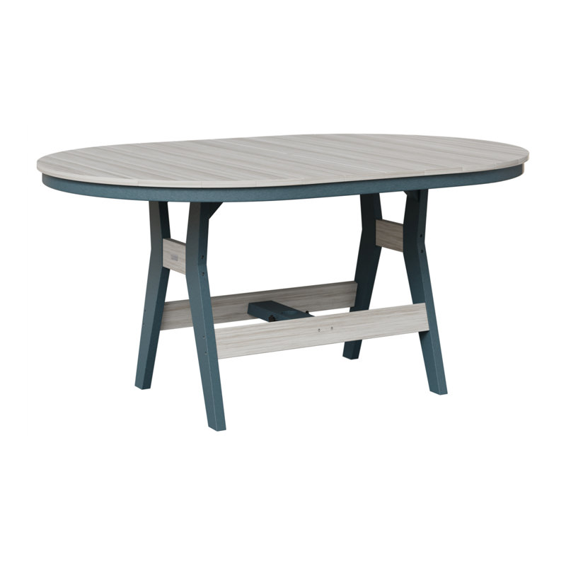 Harbor Outdoor Oval Bar Table, 38.87" H x 64" W x 44" D, Slate, Seashell