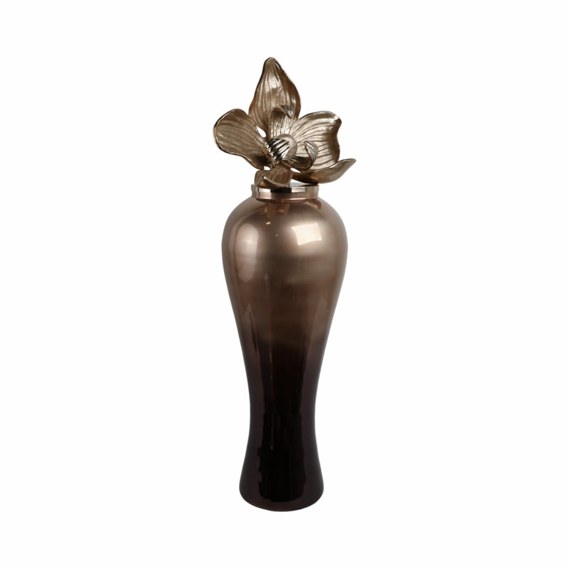 Petit vase surdimensionné avec dessus en métal, H 42 po x l 15 po x P 12 po