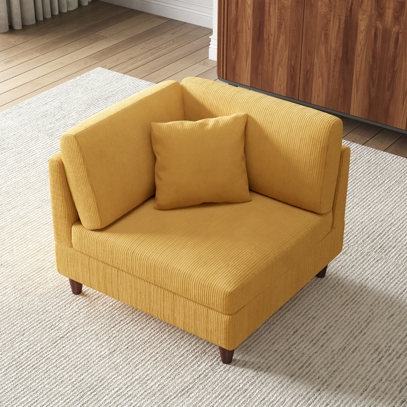 Mordecai 95Cm Wide Side Chair, Orange Corduroy