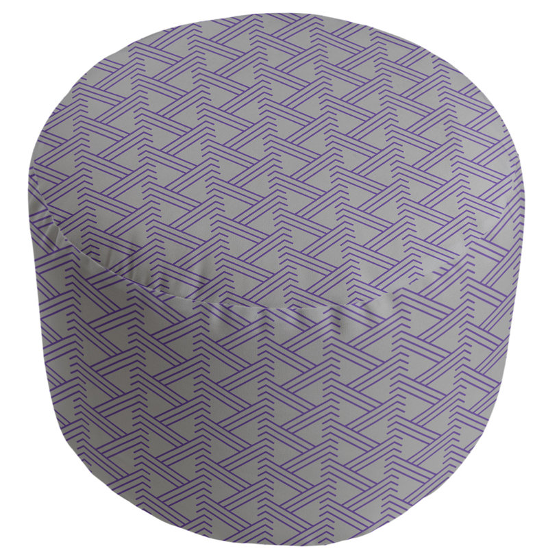 Upholstered Pouf, Gray/Purple