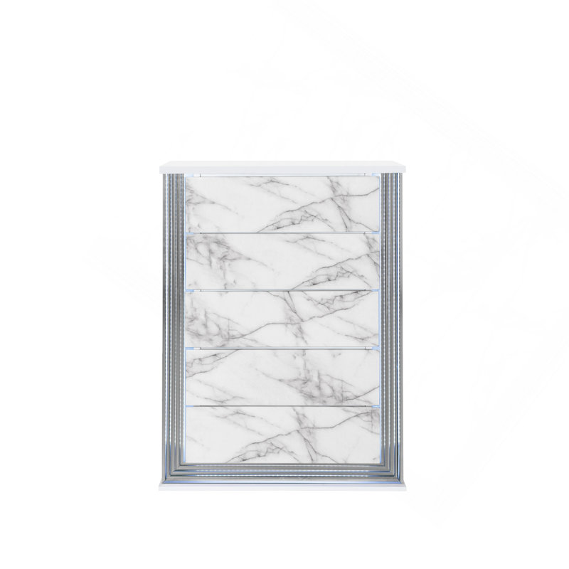 MOON WHITE MARBLE CHEST WITH LED
