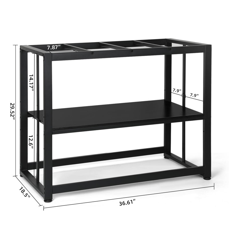 Black Heavy Duty Adjustable Metal 2-Tier Fish Tank Stand