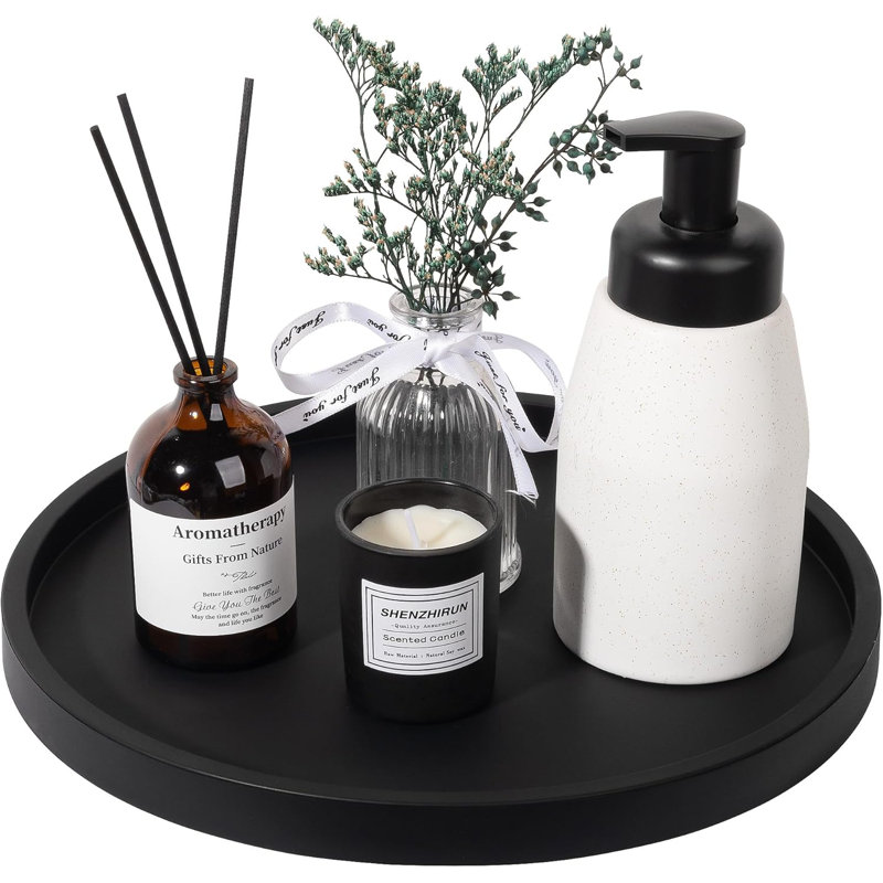 Silicone Decorative Tray For Bathroom Vanity, Kitchen Countertop, And Coffee Table - Non-Slip Round Organizer For Soap, Perfume, Candles, Plants, And More
