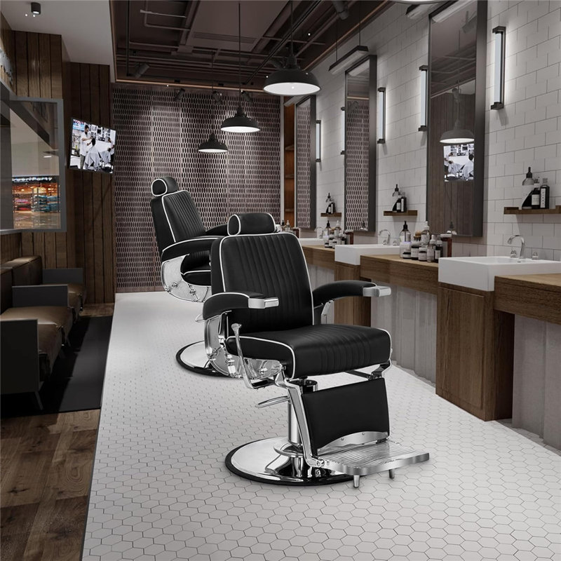 Fauteuil de coiffeur inclinable pour salon de coiffure avec repose-pieds, siège extra large et appui-tête amovible