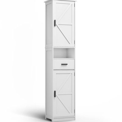 Armoire de rangement haute avec 2 portes et 1 tiroir, tablettes réglables, pour la salle de bain, le salon, le vestibule, le tiroir de grange fonctionnel de la salle de bain, cuisine polyvalente, fonctionnalité