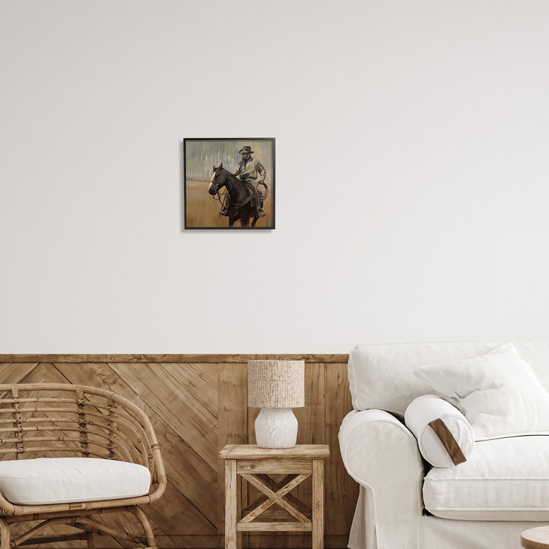 «Stupell Industries Cowboy with Modern Splash», art mural par Stacy Daguiar, Giclée encadrée noir minuit