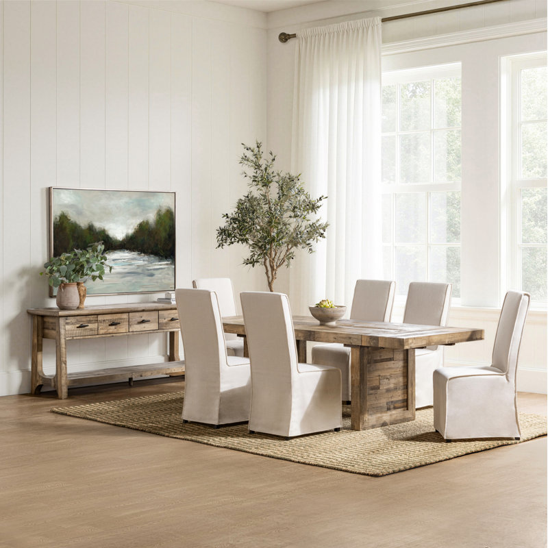 Alfa Extendable Solid Wood Dining Table, Natural