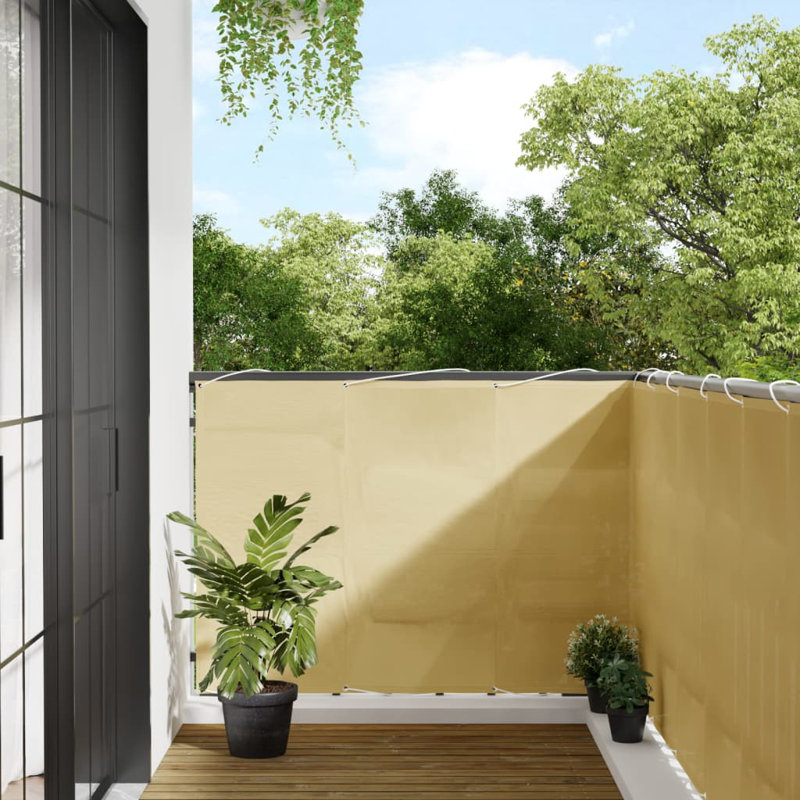 Dakota Fields Balcony Screen 100% Polyester Oxford, Sand, 90cm H x 800cm W