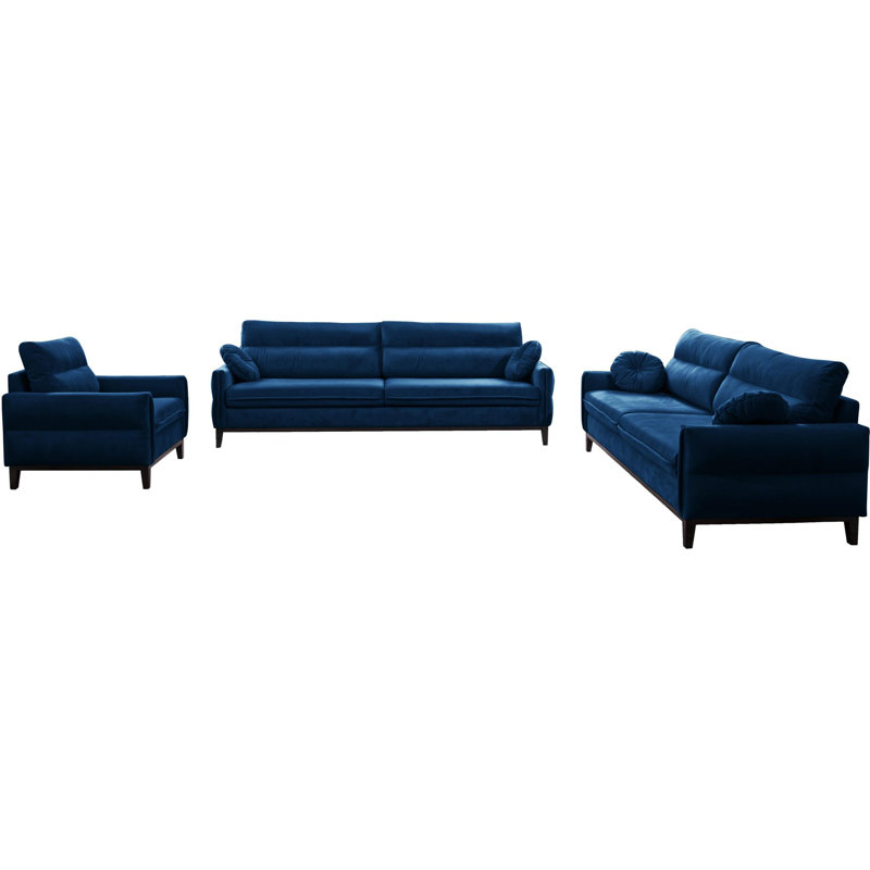 Bhumi 3 - Piece Living Room Set, Marine Blue