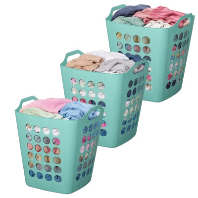 Panier à linge flexible en plastique - Panier de rangement carré avec poignées latérales pour un transport facile - Organisateur polyvalent pour la lessive et le rangement domestique, 50 litres