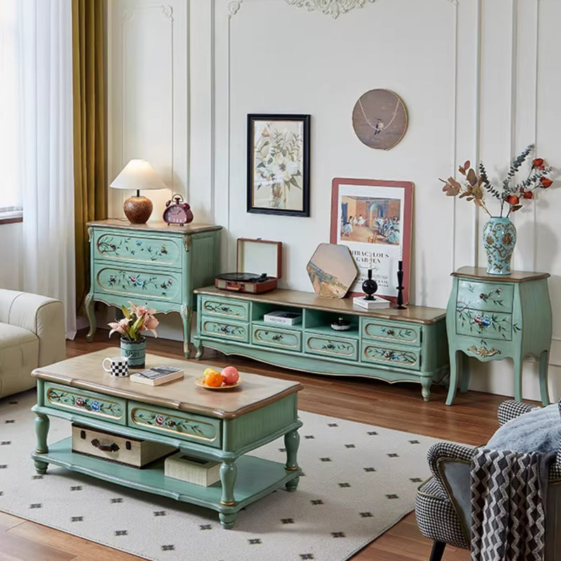 Console verte et bois manufacturé vert