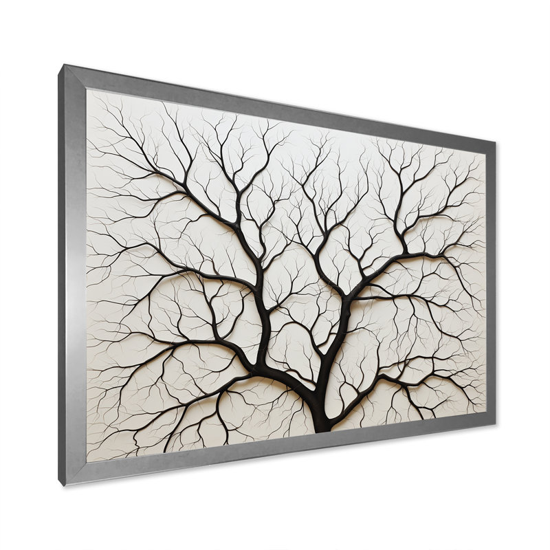 Arbre de minimalisme américain, impression sur toile, H 30 po x l 40 po x P 1,5 po, Cadre photo argenté