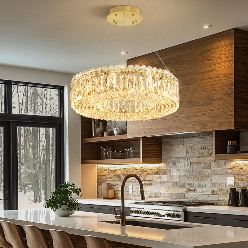 Lustre en cristal 16 po, Gold