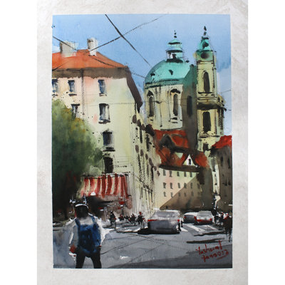 Prague Street | Watercolor On Cartridge | By Deepa Kushwaha