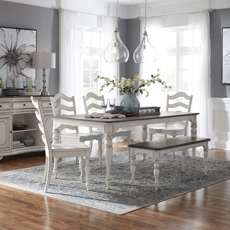 Colchester 6 Person Dining Set w/ 4 Ladder Back Side Chairs & 1 Bench