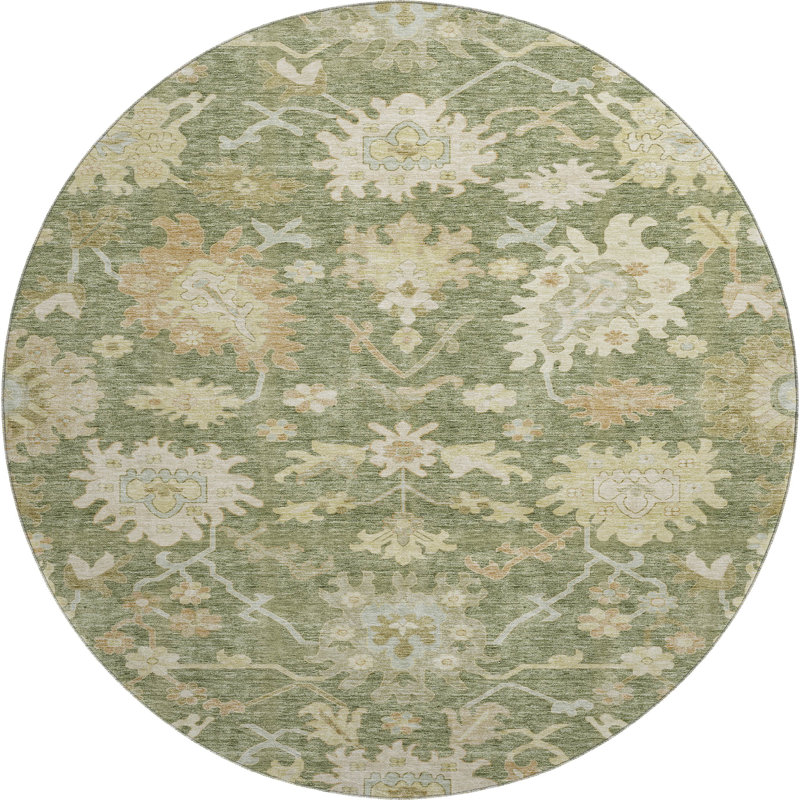 Premium Machine Washable Gurubaksh AMF1150 Global Rug, Rond 8 pi
