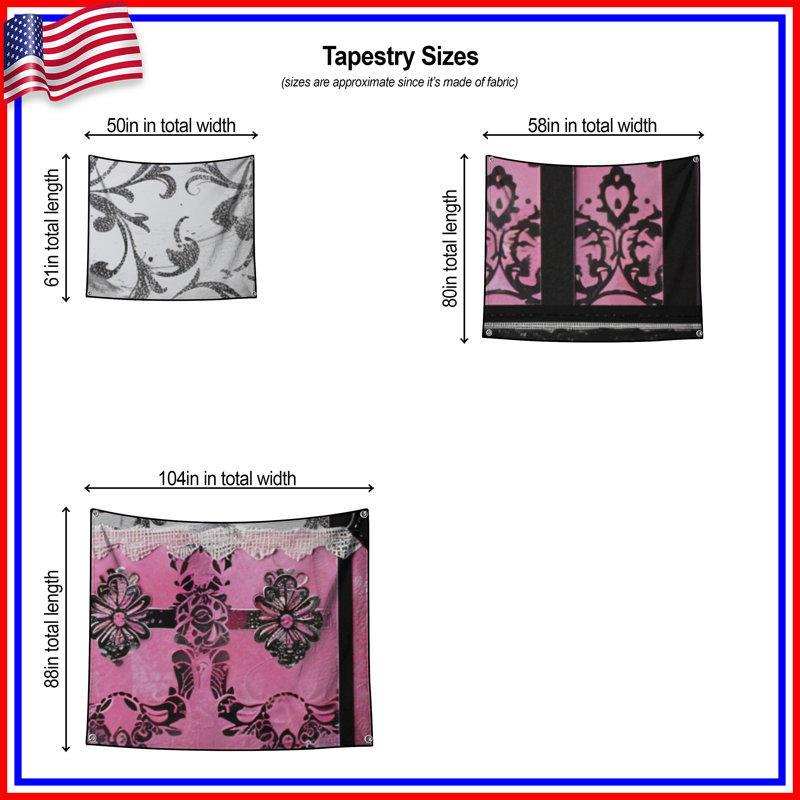 Tapisserie florale - Décoration murale, 104in H x88 with 4 Grommets