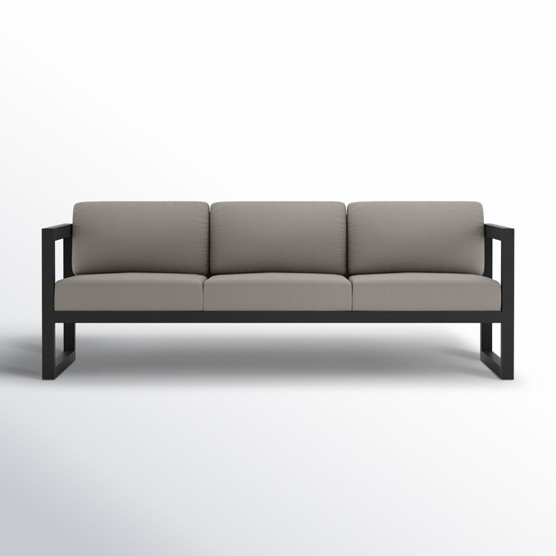 Avion 3 Piece Sofa Loveseat Set, Canvas Charcoal Sunbrella® Canvas, Black