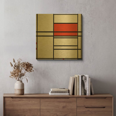 «Composition No. 1, Composition No. 4, 1938-1942» par Piet Mondrian, art mural en métal doré, 24 po x 24 po