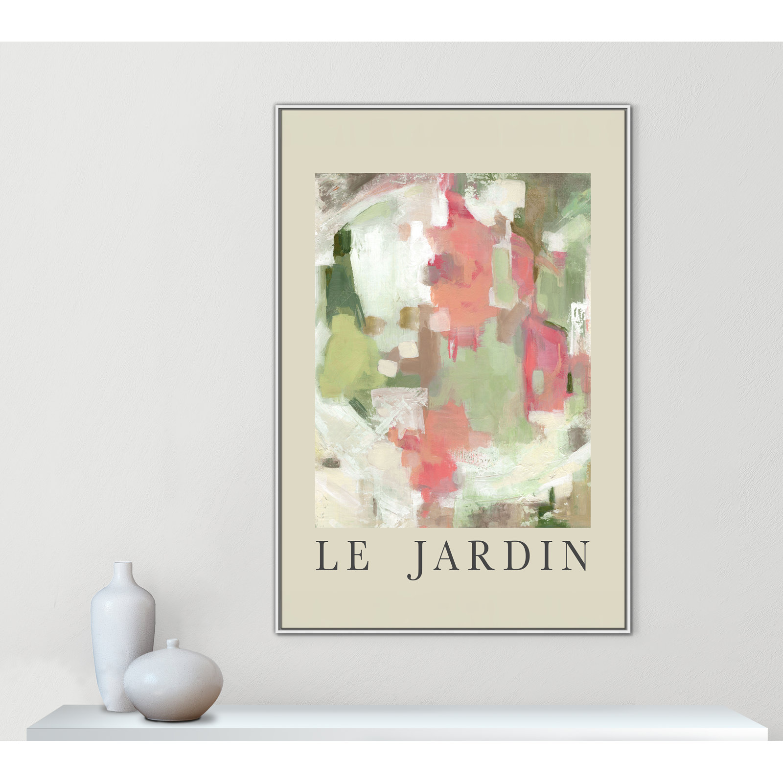 Riya "Le Jardin" Print by Carol Robinson, White Floater Frame, No, 61.5" H x 41.5" W x 2" D