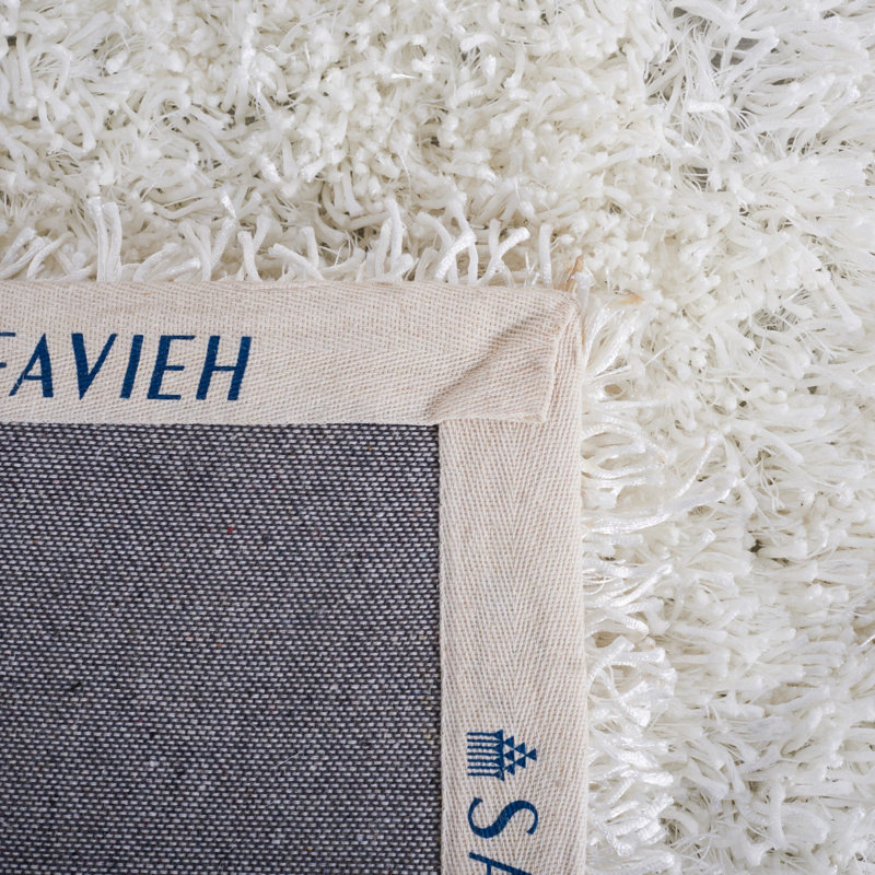Tapis blanc cassé touffeté et fabriqué à la main Delane, Carré 7 pi