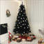 Arbre de Noël artificiel de 6 pi de hauteur, arbre de Noël non éclairé avec 1000 pointes de branches, ouverture automatique, base en acier, décoration des Fêtes pour bureau personnel, noir-1763022947