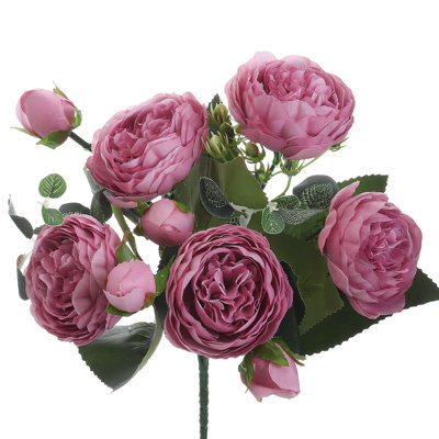 2 Bundles Artificial Peony Bunch Faux Flowers For Home Wedding Party Vase Decor