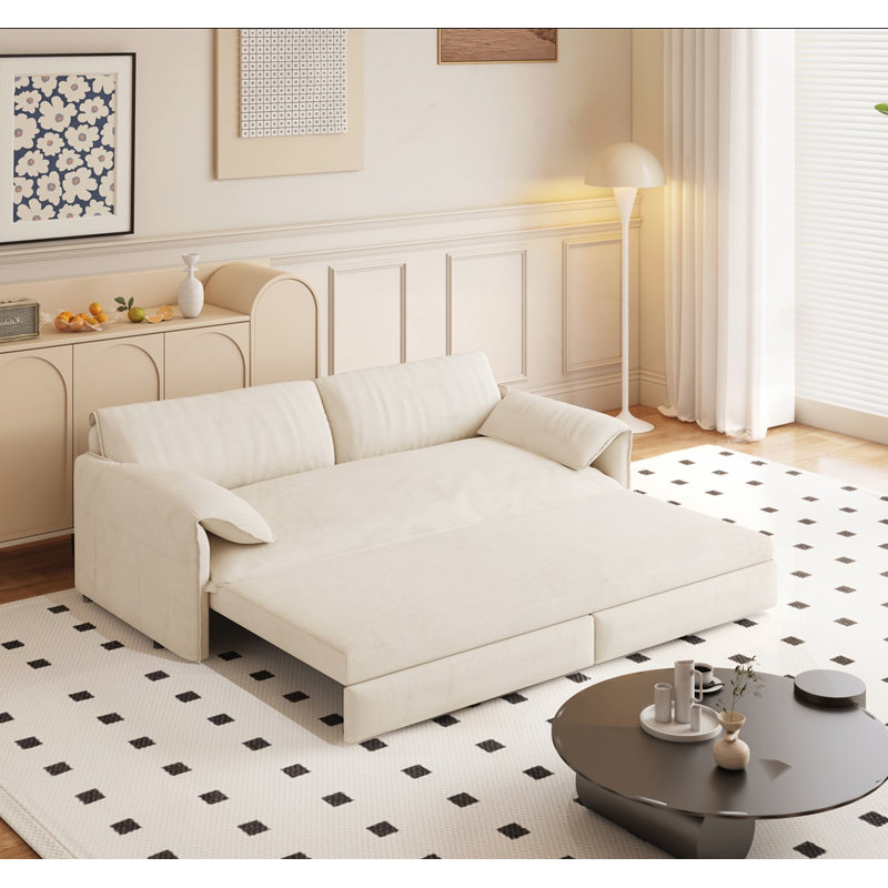 Grand canapé-lit 66 po, H 36 po x l 66 po x P 33,5 po, Velours blanc beige