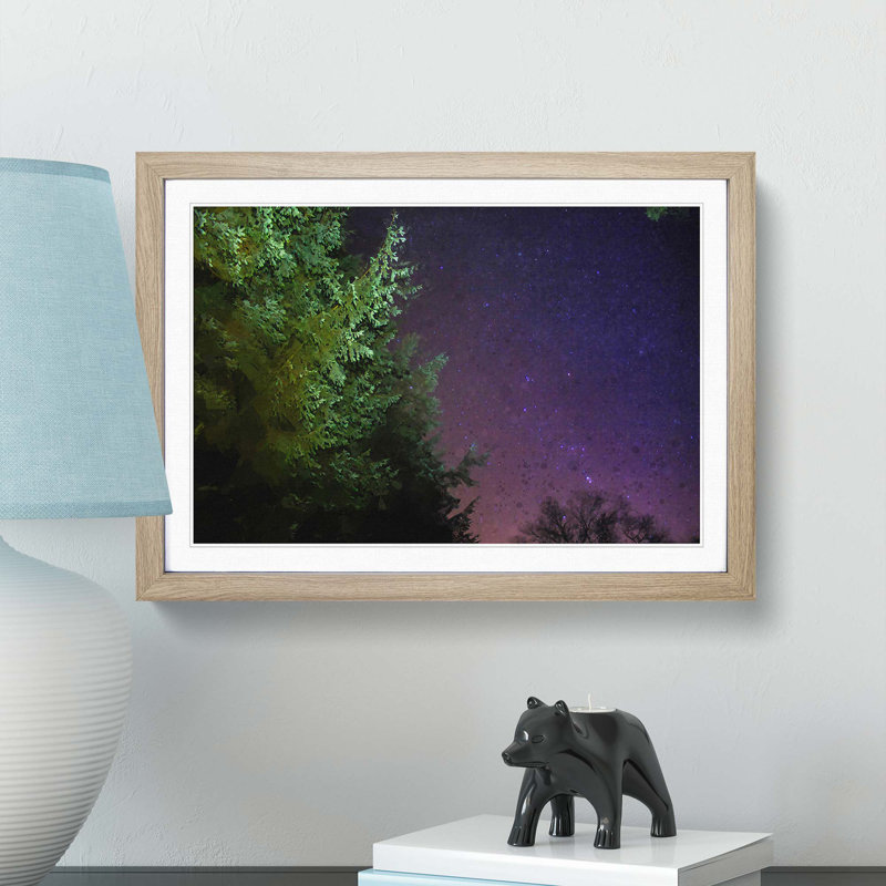 Starry Sky in Abstract - Picture Frame Graphic Art Print, 27cm H x 36cm W x 2cm D, Oak Framed