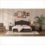 Ensemble de mobilier de chambre à coucher 3 pièces: grand rétro brun noyer avec 2 tables de chevet | Lits à lattes / broches | Bois