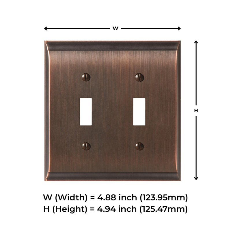Candler 2-Gang Toggle Light Switch Wall Plate, Oil Rubbed Bronze