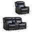 Ensemble de salon inclinable manuel en similicuir 3 pièces avec console de rangement et porte-gobelets-1375262940