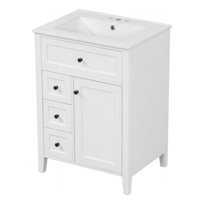 Meuble-lavabo 24 po avec lavabo, Blanc
