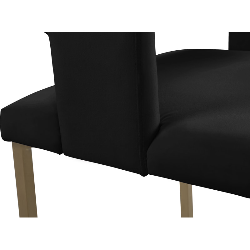 Fauteuil en velours Caleb, Velours noir, Or brossé