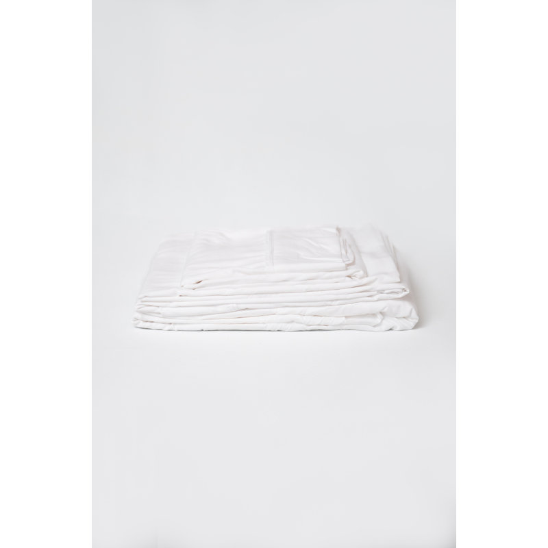 Omne Sleep 4-Piece White Microplush And Bamboo Hypoallergenic Sheet Set, White, Twin Sheet Set