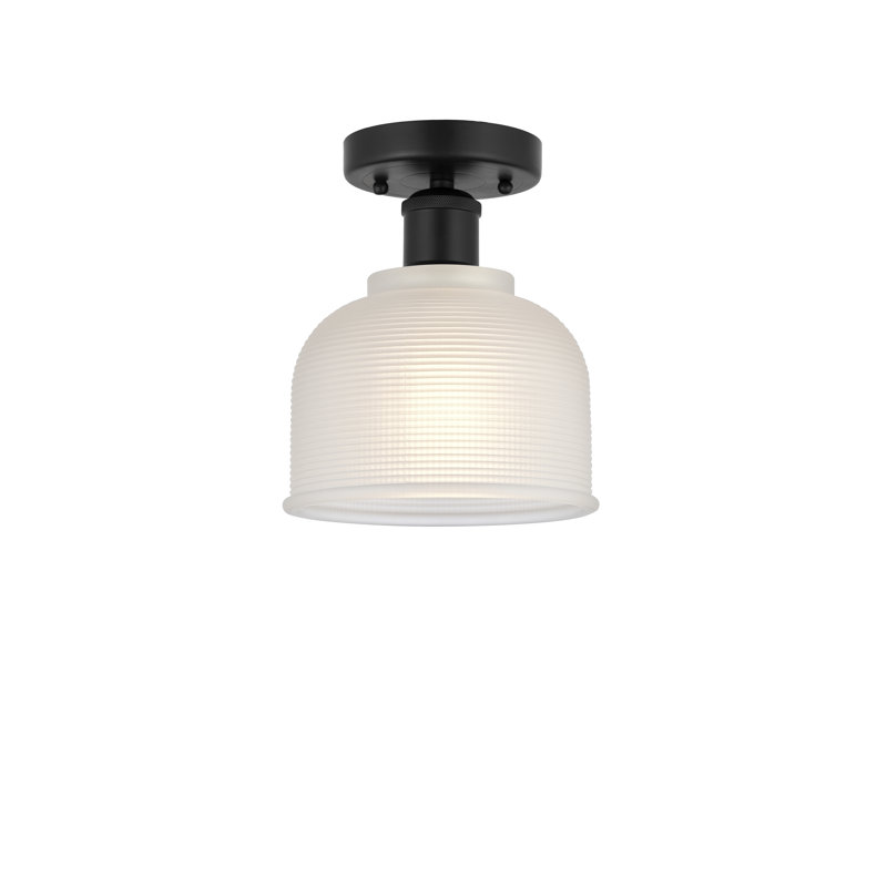 Plafonnier semi-encastré en verre Shawnee, Noir mat, Blanc