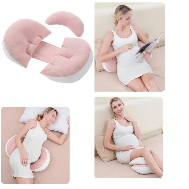 Pregnancy Pillow Side Sleeping Pillow Waist Support Pillow Side Sleep Support Polyester Fiber Pillow for Pregnant Women, Blue