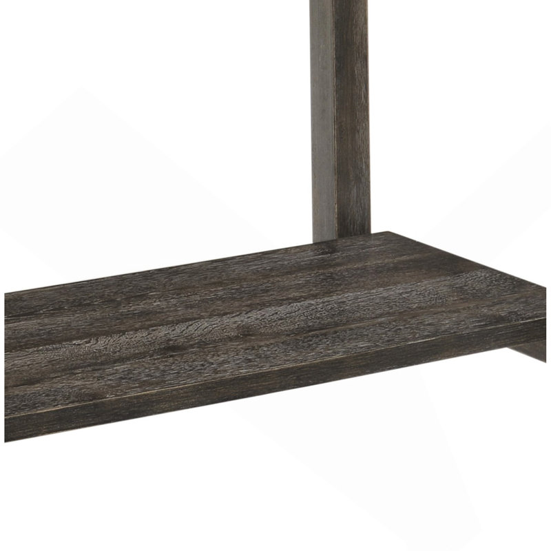 Table de salle à manger à hauteur de comptoir contemporaine avec tablette de rangement, Brun, Bois massif / bois manufacturé