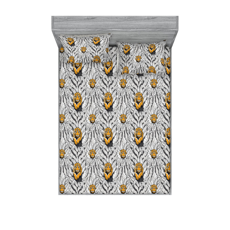 Drap-housse et taie décorative Ambesonne, Ensemble de draps pour très grand lit avec 2 taie
