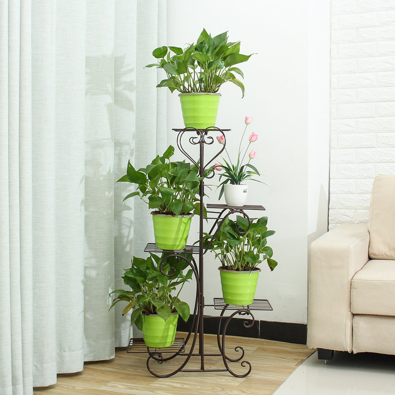 Hershel Metal Weather Resistant Plant Stand, Coffee