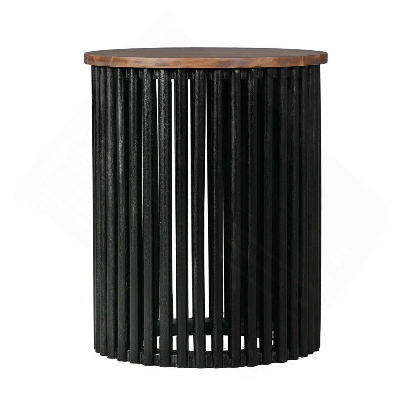 ACACIA SOLID WOOD SIDE TABLE,NATURAL & BLACK COLOR