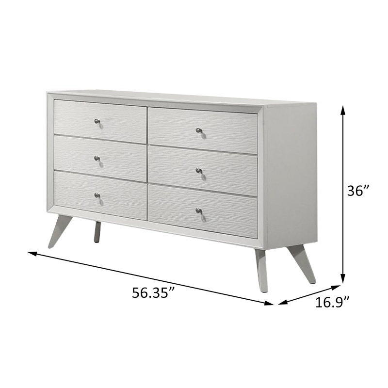 56.35'' W 6 - Drawer Dresser In White