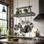 Grande Cuisine Rectangle Ceiling Rack Hammered Steel-1298155068