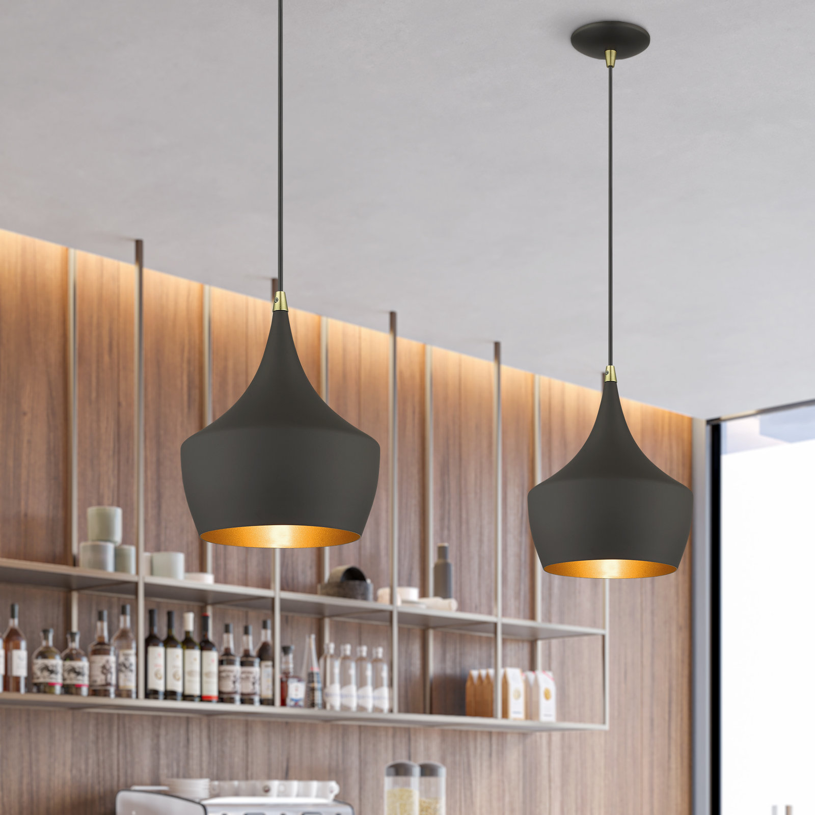 Schultz Dimmable Teardrop Single Light Pendant, Bronze