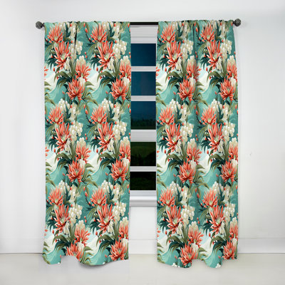 Tropical Coastal Escape Coastal Motif - Rideau floral - Rideau obscurcissant - 1 panneau